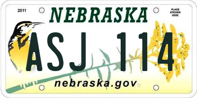 NE license plate ASJ114