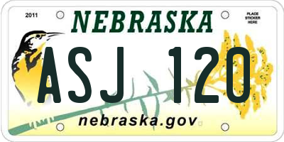 NE license plate ASJ120
