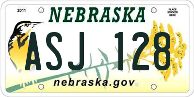 NE license plate ASJ128