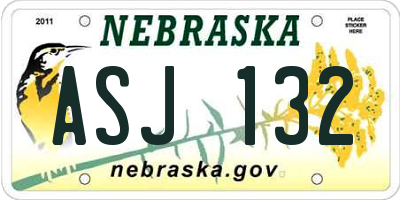 NE license plate ASJ132