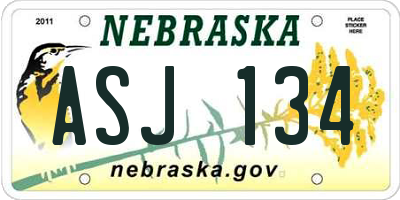 NE license plate ASJ134