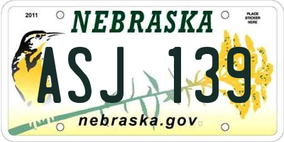 NE license plate ASJ139