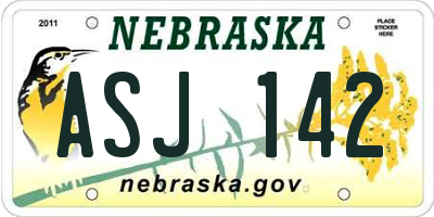 NE license plate ASJ142