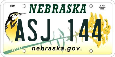 NE license plate ASJ144