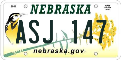 NE license plate ASJ147
