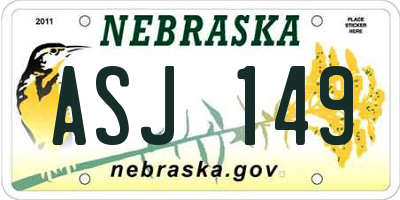 NE license plate ASJ149
