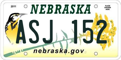 NE license plate ASJ152