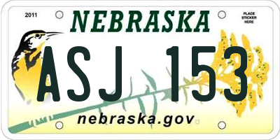 NE license plate ASJ153