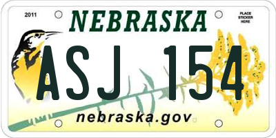 NE license plate ASJ154