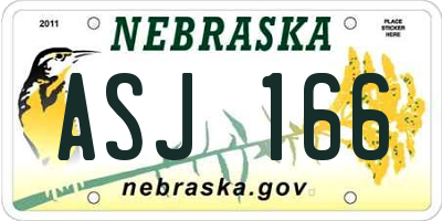 NE license plate ASJ166