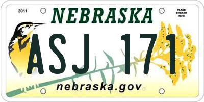 NE license plate ASJ171