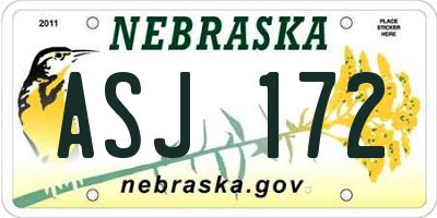 NE license plate ASJ172
