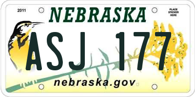 NE license plate ASJ177