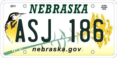 NE license plate ASJ186