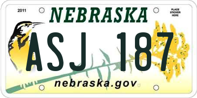 NE license plate ASJ187
