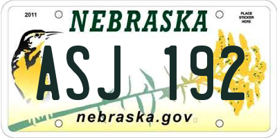 NE license plate ASJ192