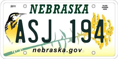 NE license plate ASJ194