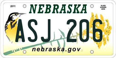 NE license plate ASJ206