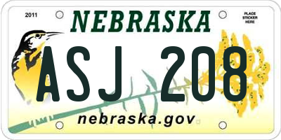 NE license plate ASJ208