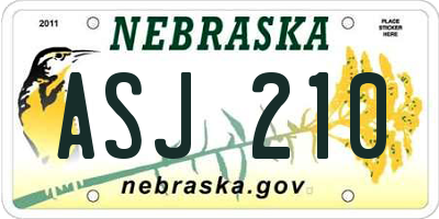 NE license plate ASJ210