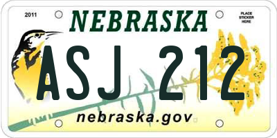 NE license plate ASJ212