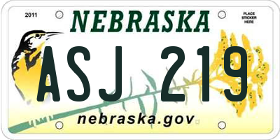 NE license plate ASJ219