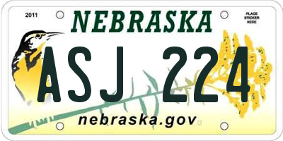 NE license plate ASJ224