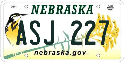 NE license plate ASJ227