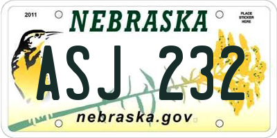 NE license plate ASJ232