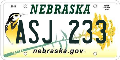 NE license plate ASJ233