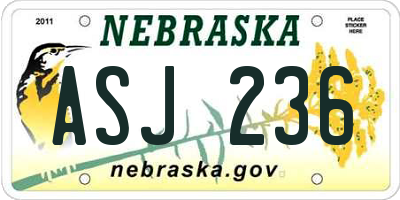 NE license plate ASJ236
