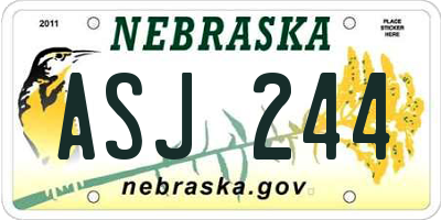 NE license plate ASJ244