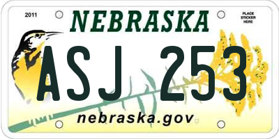 NE license plate ASJ253