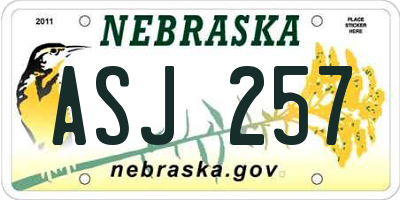 NE license plate ASJ257