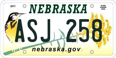 NE license plate ASJ258
