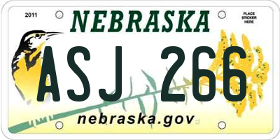 NE license plate ASJ266