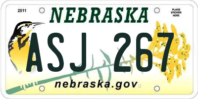 NE license plate ASJ267