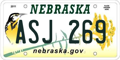 NE license plate ASJ269