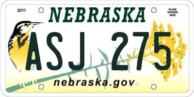 NE license plate ASJ275