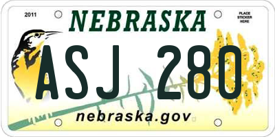 NE license plate ASJ280