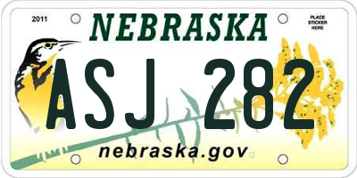 NE license plate ASJ282