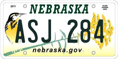 NE license plate ASJ284