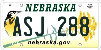 NE license plate ASJ288