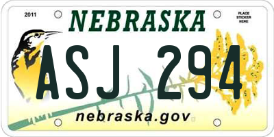 NE license plate ASJ294