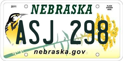 NE license plate ASJ298
