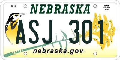 NE license plate ASJ301