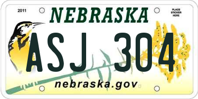 NE license plate ASJ304