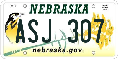 NE license plate ASJ307