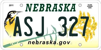 NE license plate ASJ327