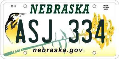 NE license plate ASJ334